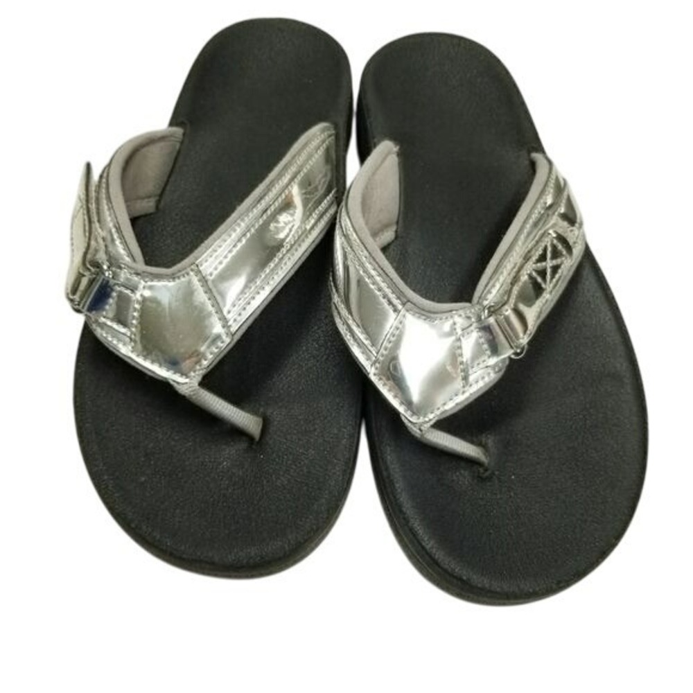 Sollbeam Silver Metallic Thong Flip Flop Sandals Women's Size 40 9‎ Beachy